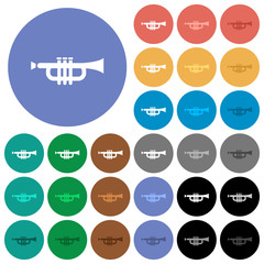 Trumpet round flat multi colored icons