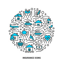 Insurance service outline icons set