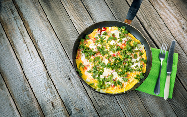 Omelette in a frypan