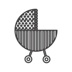 silhouette traditional baby carriage with dotted soft top vector illustration