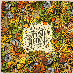 Cartoon doodles Honey frame design