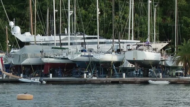 Yachts out of water at English Harbour, Antigua