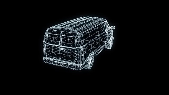 Transporter in Hologram Wireframe. Nice 3D Rendering

