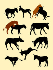 Donkeys silhouette. Good use for symbol, logo, web icon, mascot, sign, or any design you want.