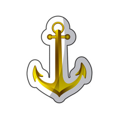 sticker realistic golden silhouette anchor design vector illustration
