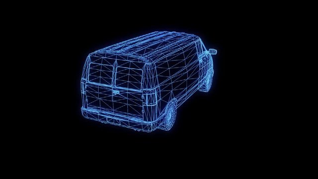 Transporter in Hologram Wireframe. Nice 3D Rendering
