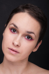 Fototapeta premium Beautiful sensual woman face with delicate makeup