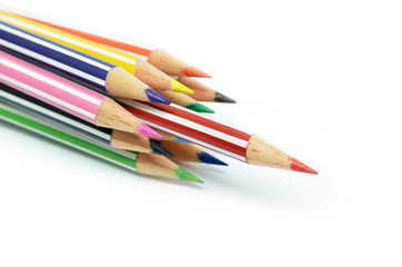 Fototapeta premium Red color pencil standing out