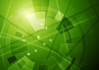 Obraz premium Green tech geometric technology background