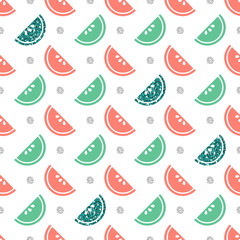seamless colorful glitter fruit with silver silver dot pattern on white background