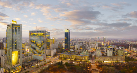 Naklejka na ściany i meble Warsaw city with modern skyscraper