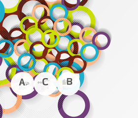 Color rings with shadows on gray abstract background