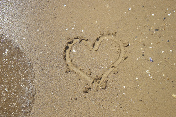 heart on sea sand
