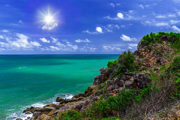 Steep cliffs by the sea.