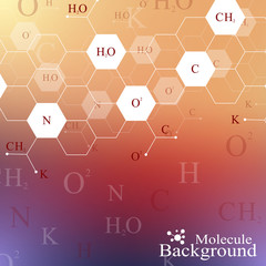 Scientific hexagonal chemistry pattern. Structure molecule DNA research as concept. Science and technology background communication. Medical scientific backdrop for your design. Vector Illustration.