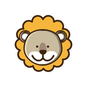 colorful picture face cute lion animal vector illustration