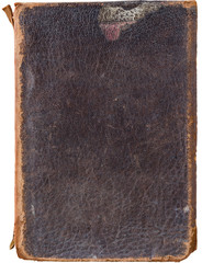 Battered Old Vintage Leather Book Cover Isolated on White