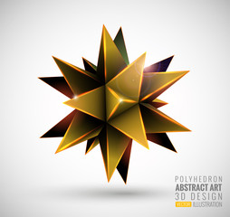 Abstract explosion. Vector polyhedron.