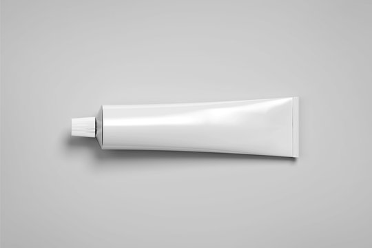 Blank white tube mockup lying, 3d rendering. Clear skincare cream pack design mock up. Clean ointment gel bottle template, logo branding presentation. Empty cosmetic paste plastic packaging cover.