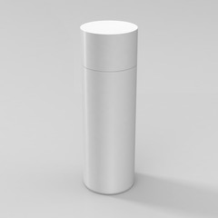 White Perfume Deodorant Spray Bottle Mock-Up Set, Cosmetic Skin Care Packaging Flask Template. Deodoriser Plastic Stick. 3D Illustration