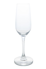 Empty champagne glass isolated on white background with clipping path
