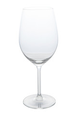 Empty red wine glass  with clipping path, isolated on white background.