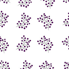 Floral seamless pattern with branches and berries. Simple and clean design. Great for textile, wrapping paper.