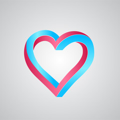 Blue and pink logo heart icon. Vector illustration.