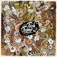 Cartoon cute doodles Tea time illustration