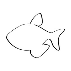 silhouette with line contour of fish vector illustration