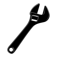 black silhouette with wrench tool vector illustration