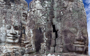 Reliefs at Prasat Bayon Temple in Angkor Thom, Cambodia