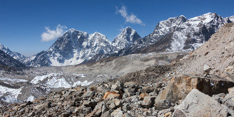 View of the South side of the Kala Patthar lodge along the glacier of Khumbu - Everest region, Nepal