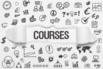 Courses / weißes Papier mit Symbole