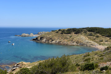 Beach of Cape Ras in Colera, Girona province, Costa Brava, Catalonia, Spain
