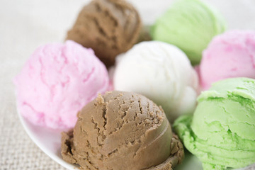 Close up group of ice cream.