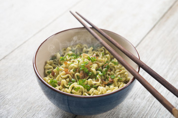 Asian dried ramen noodles bowl