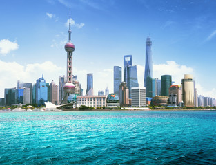 Fototapeta na wymiar Shanghai skyline in sunny day, China