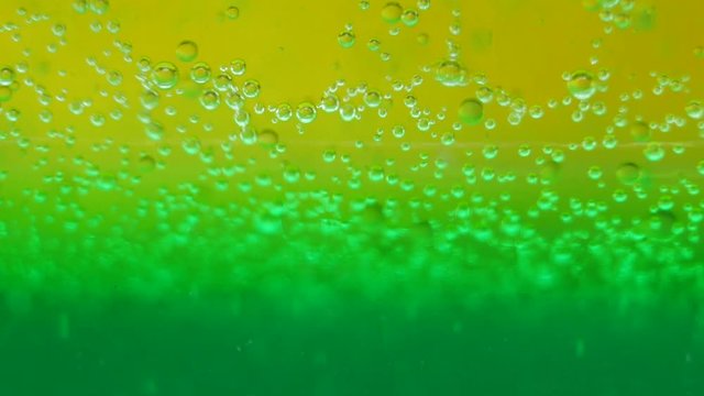 Science lava bottle  through chemical reactions with bubbles in multiple colors