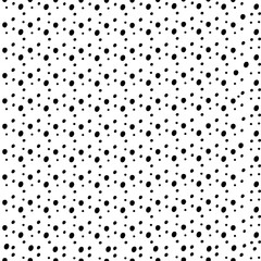 Random black dots seamless pattern. Different spots modern background.