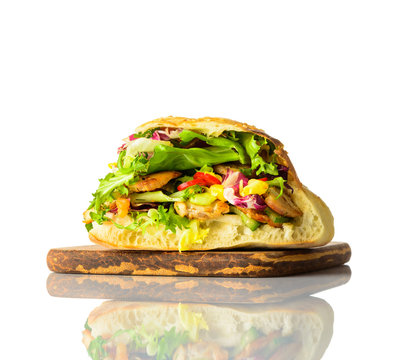 Kebab Sandwich Isolated on White Background