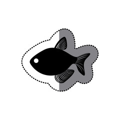 sticker black silhouette graphic with fish vector illustration