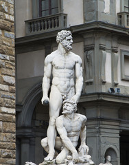 travel to Italy - statue Hercules and Cacus on Piazza della Signoria in Florence city. This work by the Florentine artist Baccio Bandinelli (1525-1534)