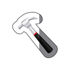 sticker realistic silhouette color of hammer tool vector illustration