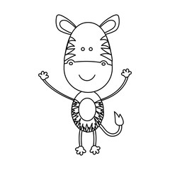 silhouette picture cute zebra animal vector illustration