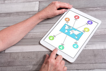 Global connection concept on a tablet