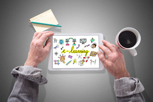 E-learning concept on a tablet
