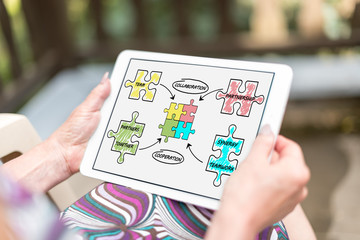 Partnership concept on a tablet