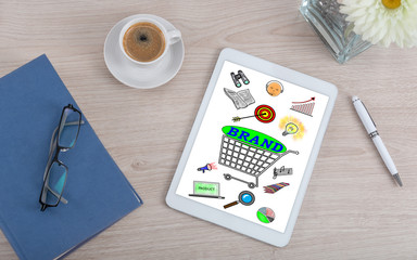 Brand concept on a digital tablet