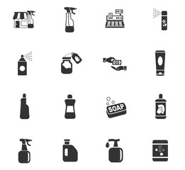 chemicals store icon set